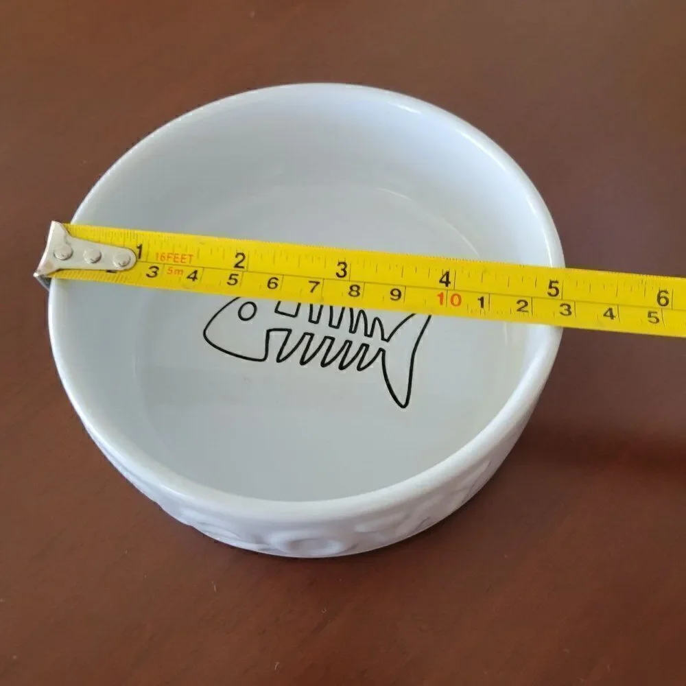 Cat's Ceramic White Food Bowl